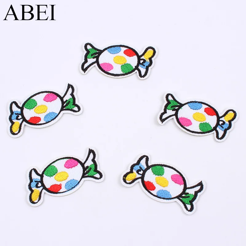 

10pcs/lot Cartoon Candy Patch for Baby Girl Dress Iron On Embroidery Sticker DIY Patchwork Craft Sewing garments appliques badge