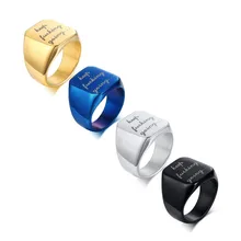 Men's Stainless Steel Keep Going Inspirational Quote Engraved Square Shaped Signet Ring Band for Men Jewelry delicate engraved faux gem jewelry ring for men