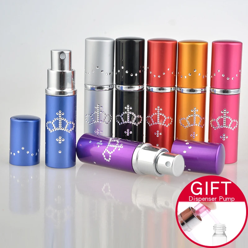 

Hot Selling 10 Piece 10 ML Mini Portable Imperial Crown Perfume Bottle With Atomizer&Empty Parfum Container