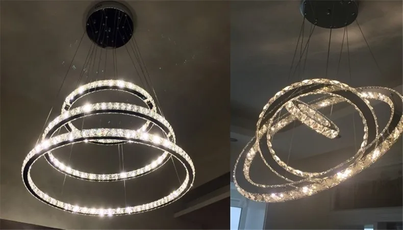 Современный хрустальный подвесной светильник с круговой подвеской K9, Кристальный круглый кольцевой шнур, подвесной светильник, АЛМАЗНОЕ КОЛЬЦО, светодиодный светильник