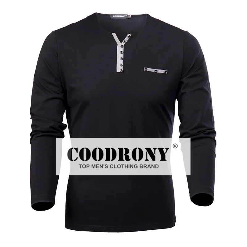 COODRONY Cotton T Shirt Men 2018 Spring Autumn New Long Sleeve T-Shirt Men Henry Collar Tee Shirt Men Fashion Casual Tops 7617 HTB10QkaFYSYBuNjSspiq6xNzpXai - COODRONY Cotton T Shirt Men 2018 Spring Autumn New Long Sleeve T-Shirt Men Henry Collar Tee Shirt Men Fashion Casual Tops 7617