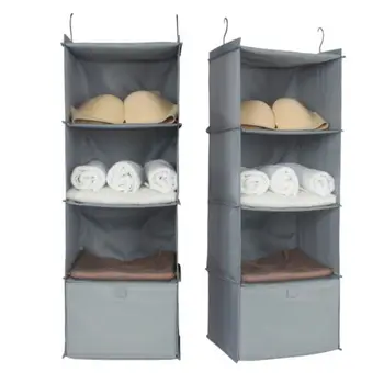 

Moisture-proof Simple Elegant Pace Saving Hanging Wardrobe Organizer Storage Bag Closet Shelf Cloth Hanger Rack Container