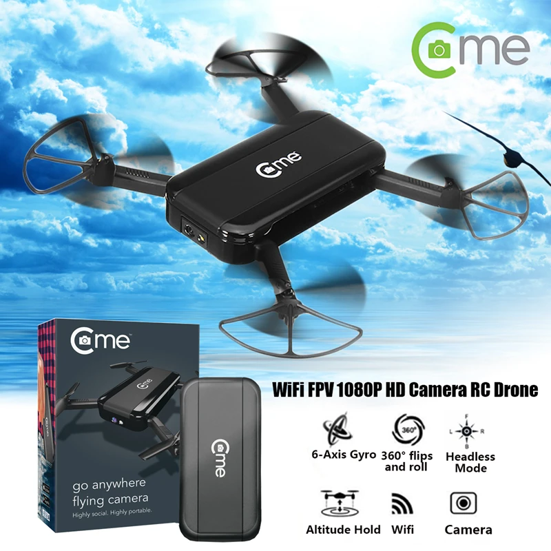 

C-me Cme GPS WiFi FPV Selfie Drone w/ 1080P HD Camera GPS Altitude Hold Mode Foldable Arm RC Quadcopter Black VS Eachine E56