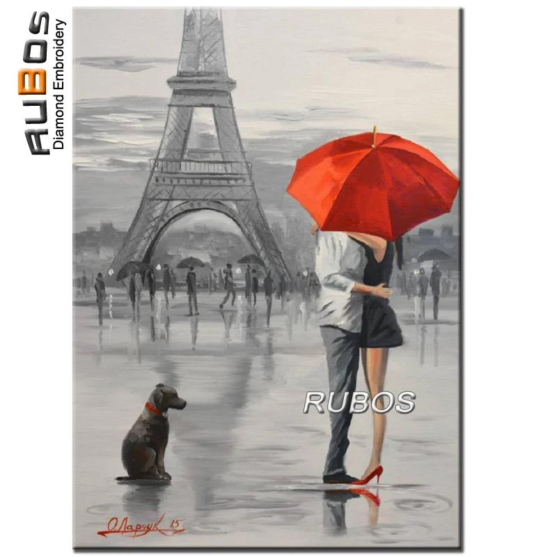 RUBOS 5D Diy Diamond Painting Cross Stitch Parisian Romance Kiss Full Diamond Embroidery Diamond Mosaic Sale Home Decoration (1)
