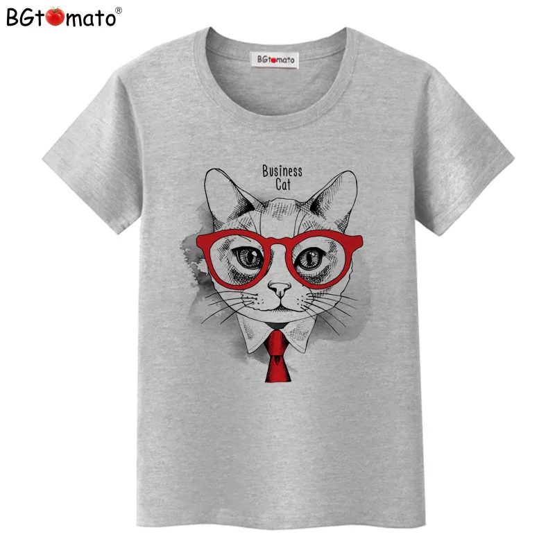 BGtomato Рождественская футболка с котом Милая летняя футболка женская оригинальная брендовая футболка Веселая топ с котом kawaii Графические футболки