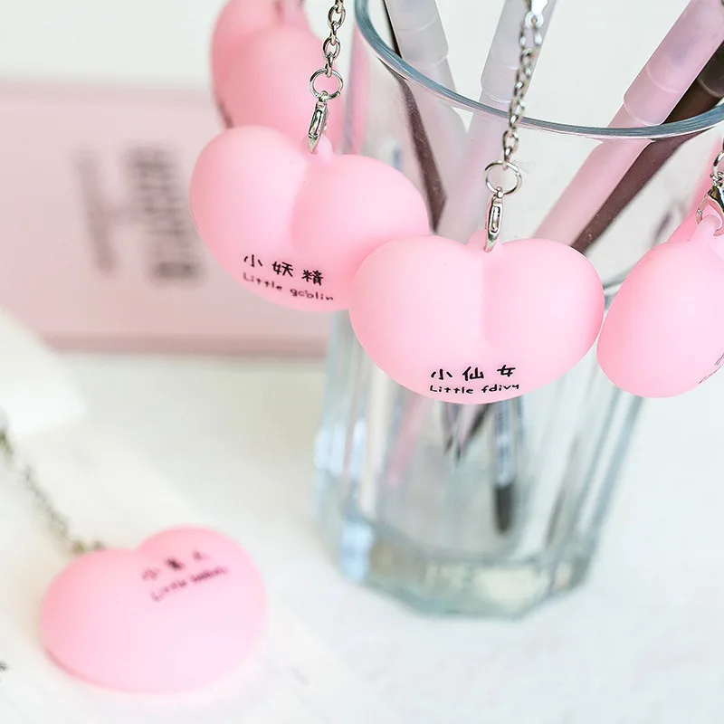 

3 Pcs Kawaii School Supplies Super Cute Creative Heart-shaped Stationery Pen Can Pinch Gel Pen Pink Girl Love ZXB016G