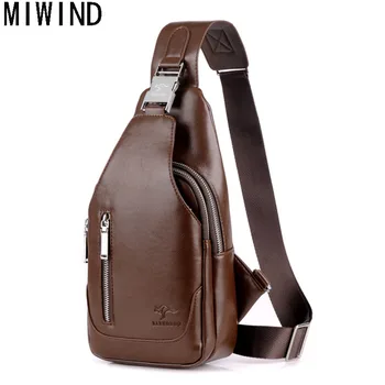 

MIWIND Men's Fashion Chest pack High Quality PU Leather Men's Chest Bag Shoulder Bag Men Chest Waist Packs TP1171