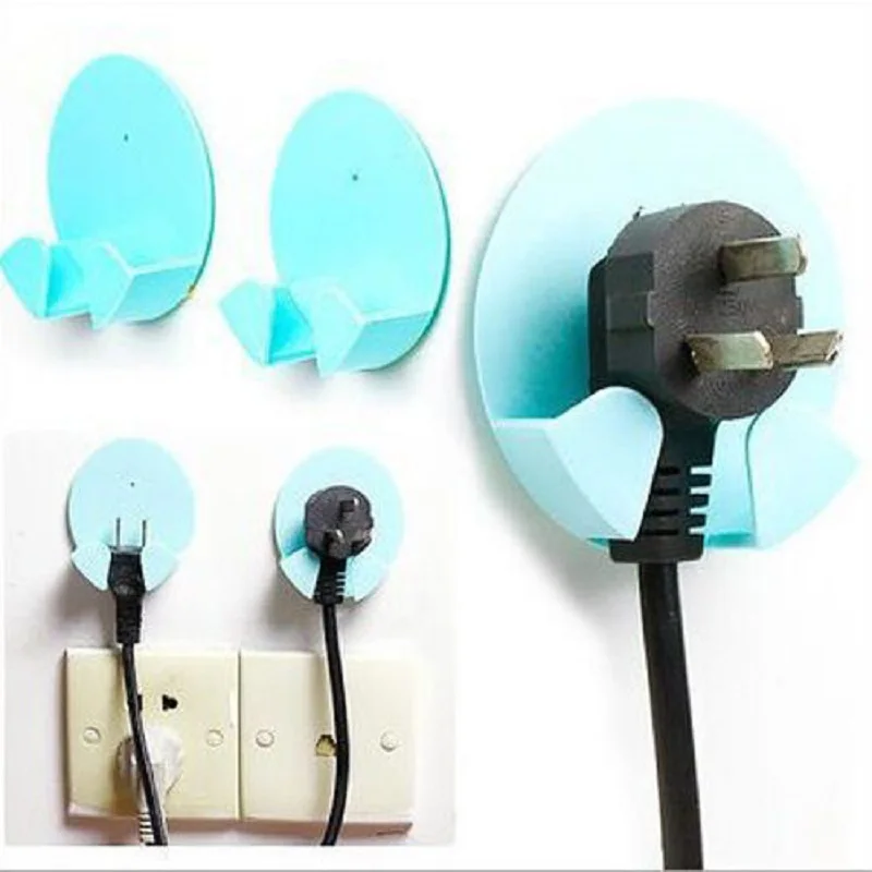 

Pretty Plastic Power Wire Socket Storage Rack Wall Hang Sticky Bracket Plug Hook Random Color