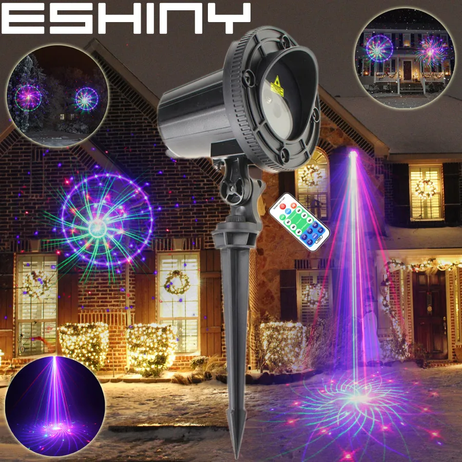 Водонепроницаемый RGB лазерный проектор ESHINY N8T101 с большим узором праздничный для
