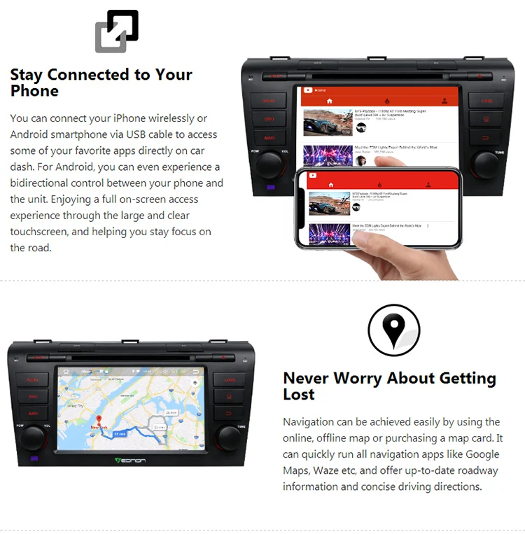 Perfect 7" Octa-Core Android 8.0 Car DVD Multimedia Navigation GPS Radio for Mazda 3 2004 2005 2006 2007 2008 2009 with Split Screen 6