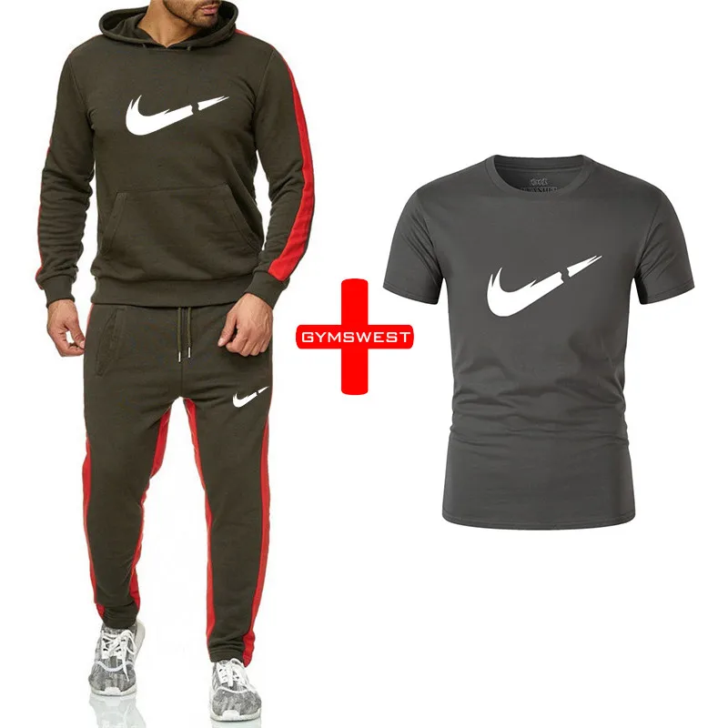 جودة الرياضية العلامة التجارية رياضية الرجال/النساء T قميص Sweatpants هوديس 3 قطع مجموعات الملابس عارضة بذلة رياضية القطن الرياضية
