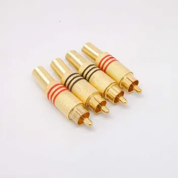 

4x gold Metel RCA Phono Male Plug Non Solder Connector Adapter Terminal AV Audio new