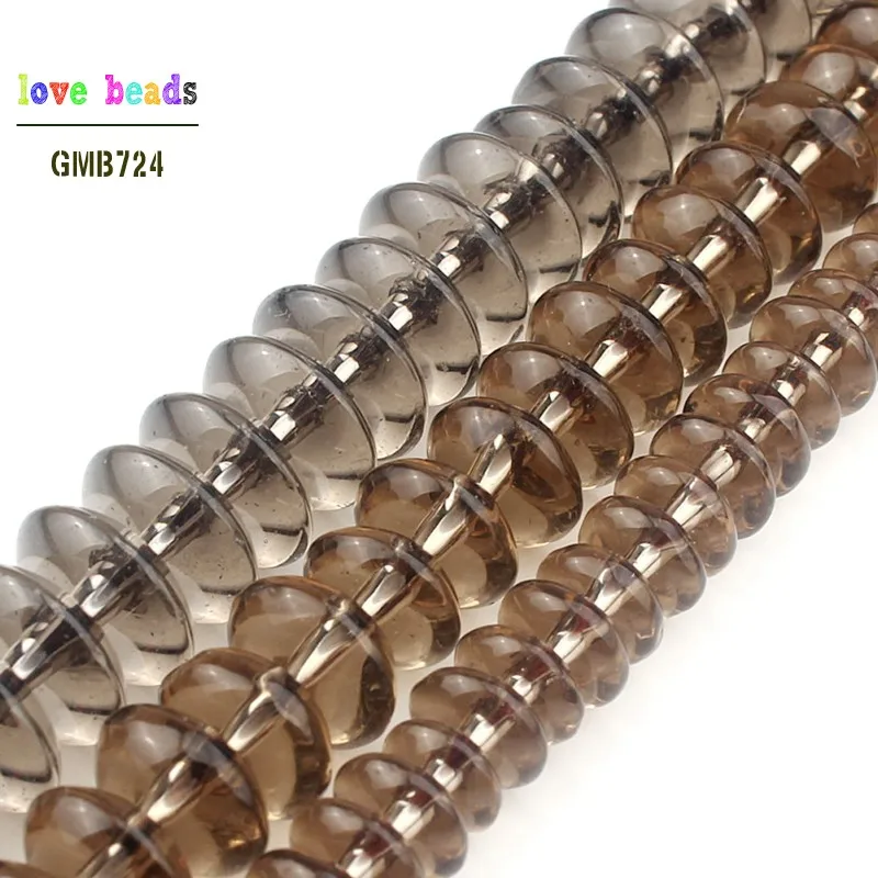 6/8/10mm Smoky Quartzs Rondelle Spacer Beads for Jewelry Making DIY Beaded Bracelet Strand 15'' Glass Beads