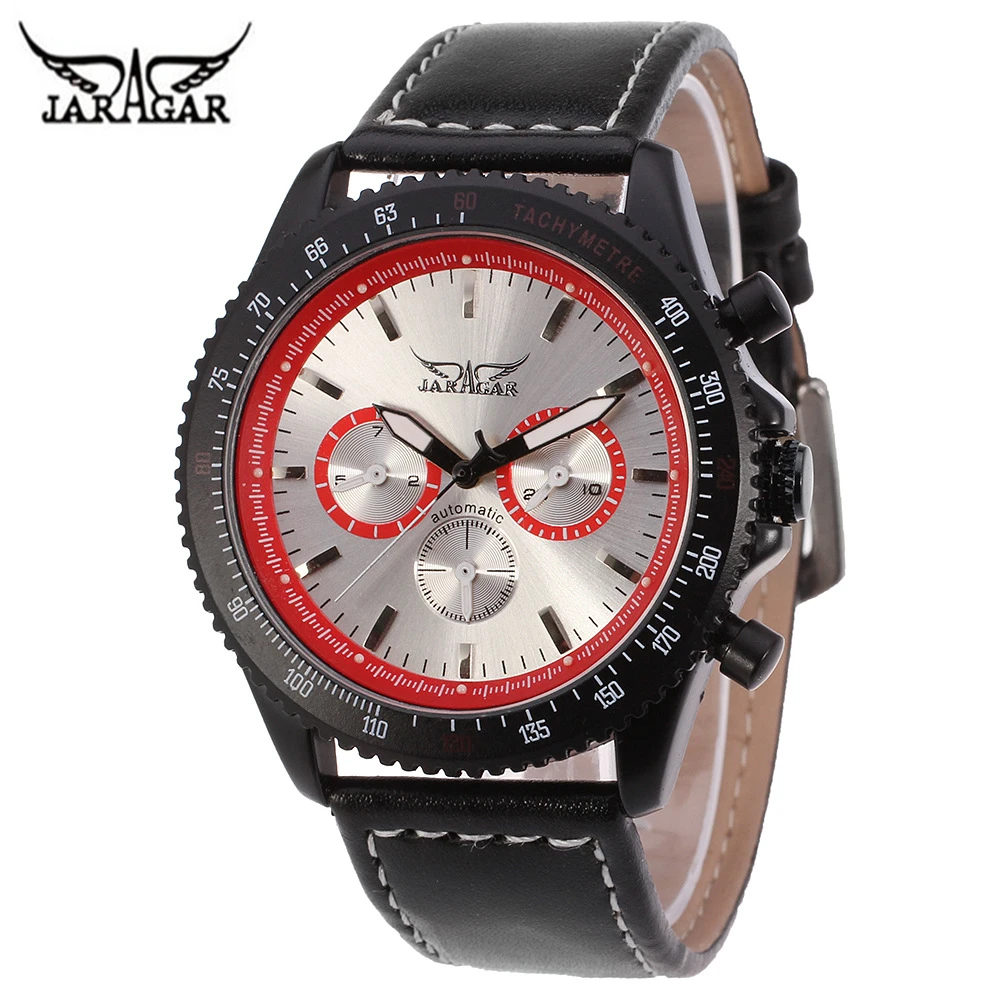 

JARAGAR Watches Men Luxury Brand Automatic Mechanical Elegant Black Leather Strap Self-wind Male Sport Wrist watches Erkek Saat