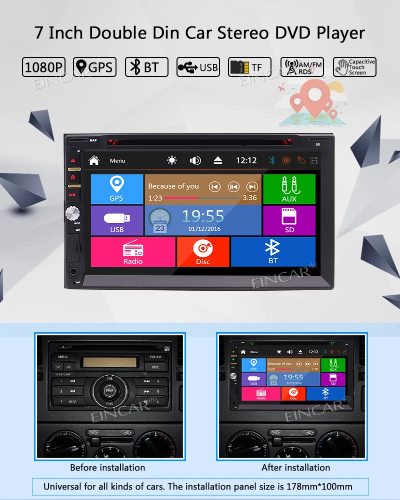 Perfect Eincar 7"  2 Din Car Radio Audio Head Unit Car DVD Player Bluetooth USB Mp3 AM/FM Radio Receiver+Backup Camera & Remote Control 1