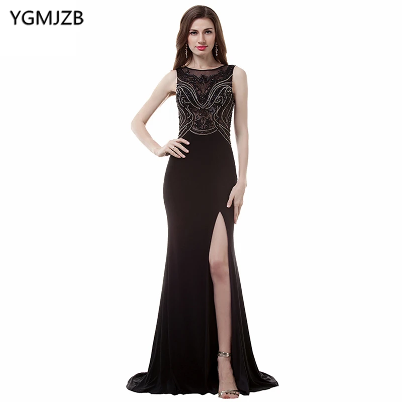 long black evening dress with side split