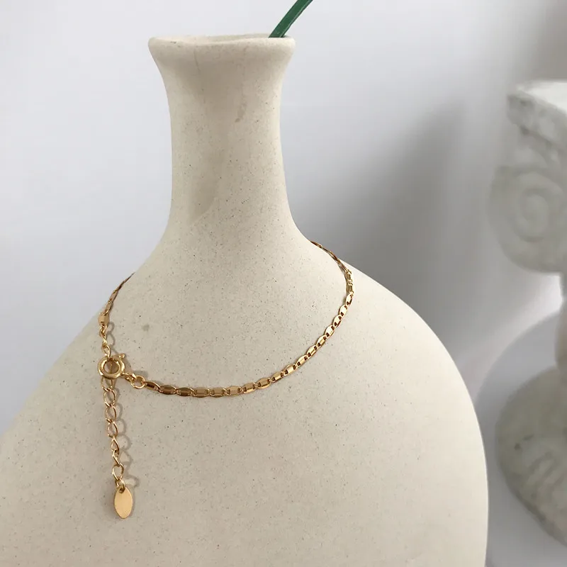 

925 sterling silver Gold color Chain Pig nose button elliptical link bracelet geometry thin Women Fashion Jewelry Bracelets 1pc
