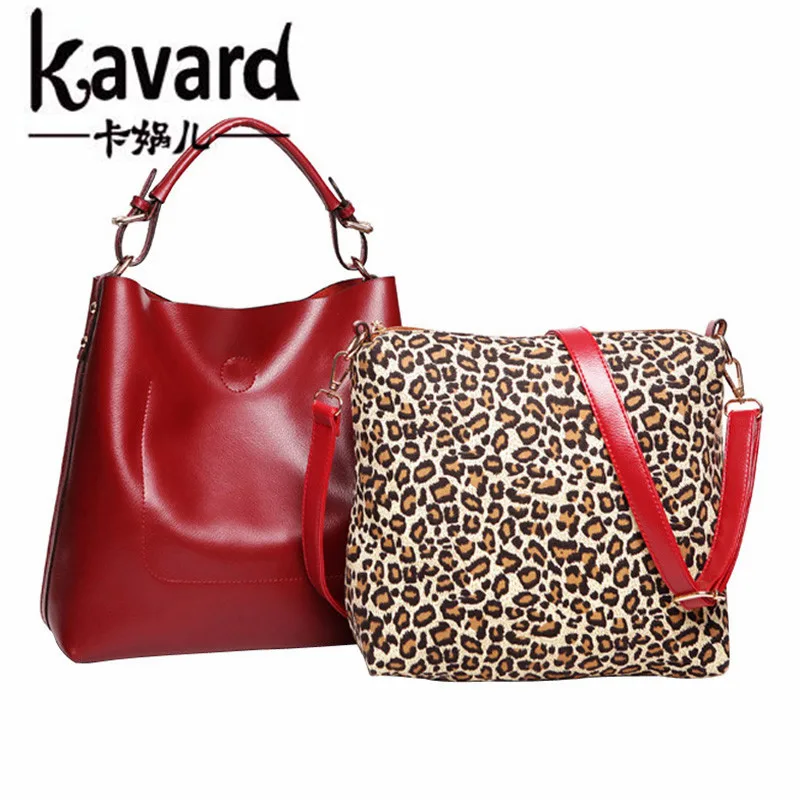 

Kavard Fashion Leopard Composite Bag Organizer Designer Handbag High Quality Synthetic Leather Sac a Main Bolsos Shoulder Bags