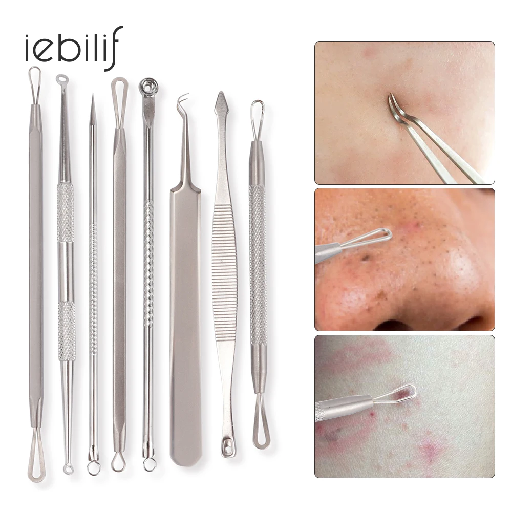 

8 Pcs Stainless Steel Black head Remover Tool Kit Professional Blackhead Acne Comedone Pimple Blemish Extractor Beauty Tool
