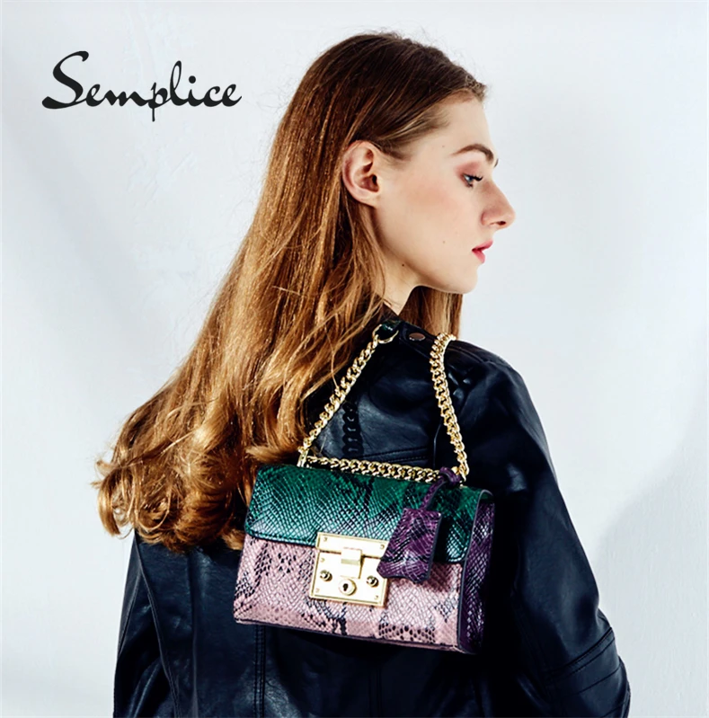 

Luxury Handbags Gold Buckle Small Messenger Shoulder Bag Panelled Crossbody Bags Fashion Serpentine Genuine Leather Women Bag