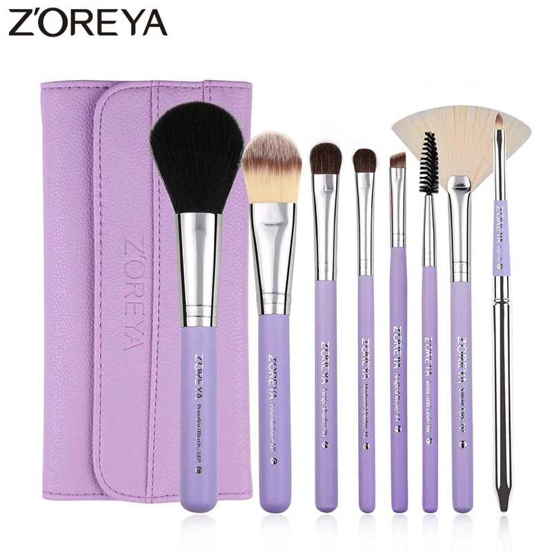 Zoreya Brand 8pcs/set professional Synthetic Hair make up brushes with leather bag MakeUp Brush Set Case Cosmetic brush Zoreya Brand 8pcs/set professional Synthetic Hair make up brushes with leather bag MakeUp Brush Set Case Cosmetic brush