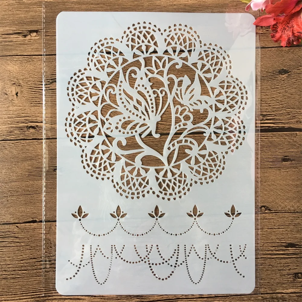 

A4 Butterfly Flowers Circle Round DIY Craft Layering Stencils Painting Scrapbooking Stamping Embossing Album Paper Card Template