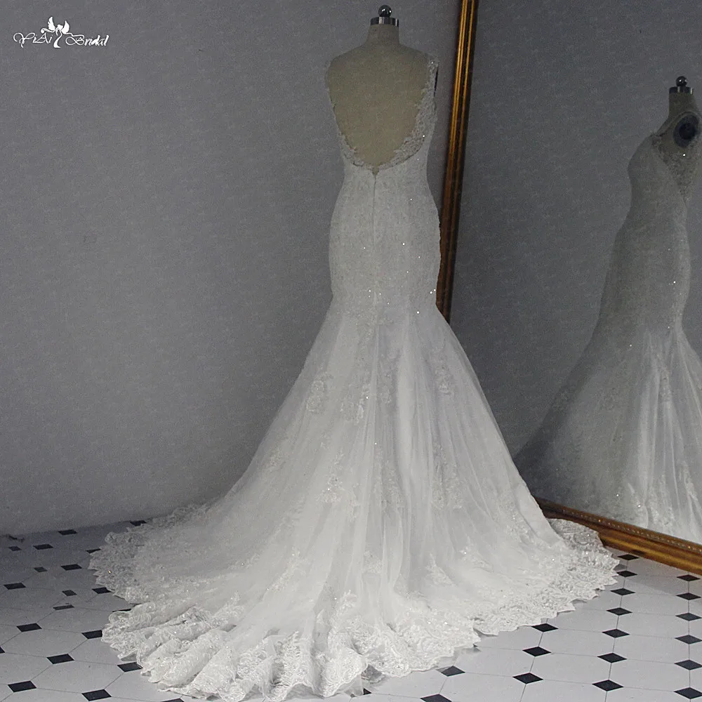 RSW1467 Robe De Mariee Pearls Beaded V Neck Wedding Dress (1)