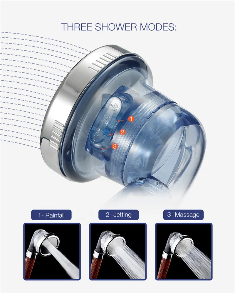 3 режима Регулируемая душевая головка высокого давления экономии воды Анионный фильтр спа насадка ванная душевая головка ручной Душ Ванна