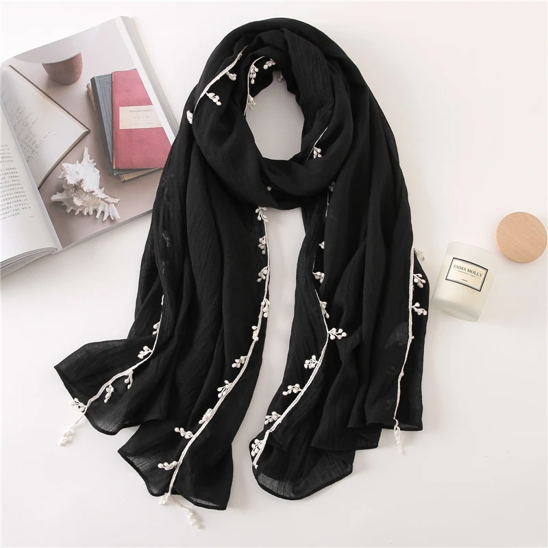 

2019 hot sale women scarf fashion winter spring warm scarves for lady shawls and wraps female pahsmina black hijabs headband
