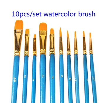 

10pcs Nylon Hair Watercolor Oil Painting Brush Art Materials For Painting Children Art Supplies