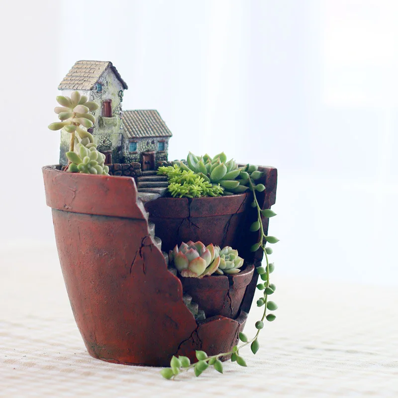 Resin Flower Pot Sky garden Plants vase Succulent Plants Planter Pot Mini Bonsai Cactus Home Decoration