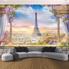 Пользовательские Любой размер фото обои 3D стерео римская колонна Париж башня фрески Ресторан гостиная спальня фон Настенный декор 3 D