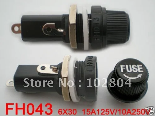 

Fuse Holder FH043 for 6x30mm Fuse10A 250V 30 Pcs per Lot