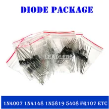 8kinds of commonly used diode package contains 1N4007 1N4148 1N5819 FR107 FR207 1N5822 1N5408 1N5408 100pcs