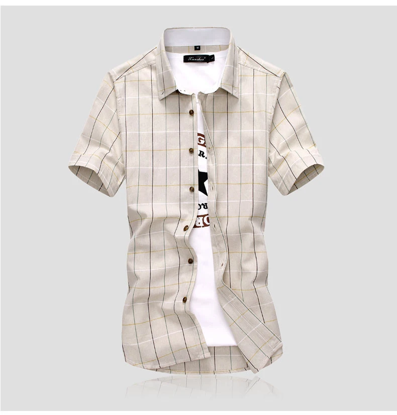 Плед рубашки для мужчин Мода хлопок с коротким рукавом летняя повседневная мужская рубашка Camisa masculina мужские платья рубашки