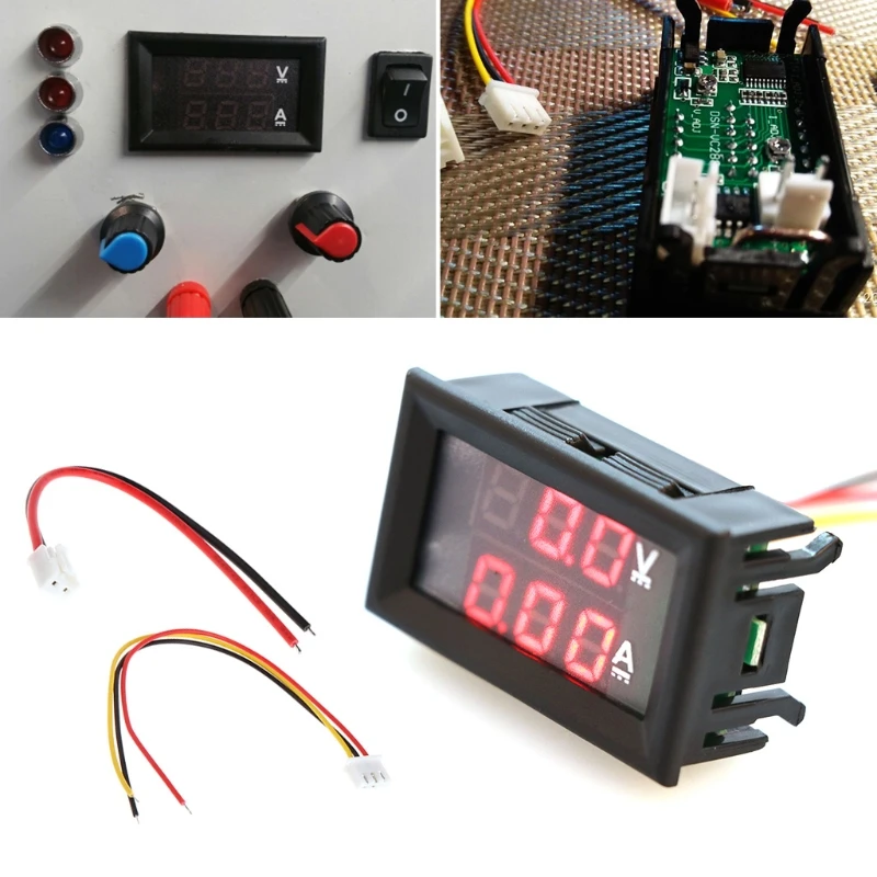 DC 0 100V 10A с двумя светодиодными цифровыми Вольтметр Амперметр усилитель
