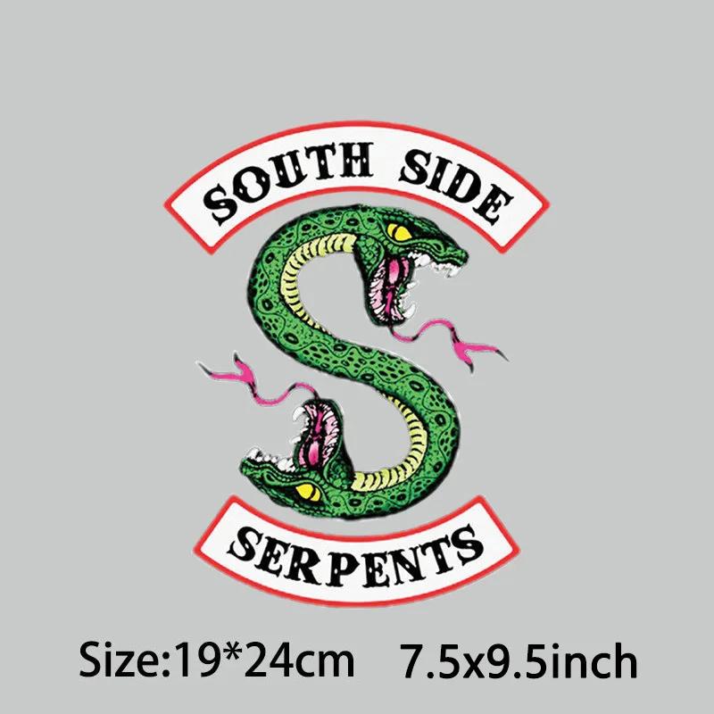 Snake Riverdale South Side Vinyl Heat Transfer Iron on Clothes T-Shirt Patches Painting Printed Appliques Sticker Handwork