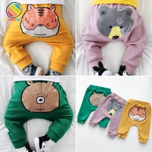 Lemonmiyu/штаны для маленьких мальчиков и девочек весенние хлопковые леггинсы для новорожденных с героями мультфильмов для маленьких мальчиков длинные От 0 до 3 лет повседневные штаны-шаровары унисекс для малышей