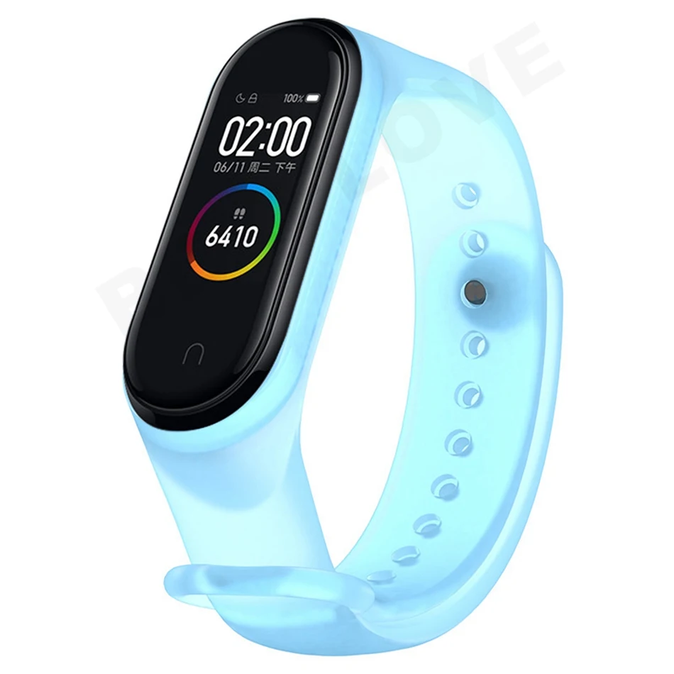 Clear mi Band 4 3 ремешок на запястье для Xiaomi mi Band 3 4 Браслет Силиконовый mi band 3 4 NFC аксессуары Smart mi band 4 Correa - Цвет: Clear Blue