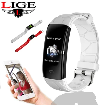 

LIGE New Sport Smart Bracelet Women IP68 Waterproof Fitness Tracker Heart Rate Monitor Pedometer Smart Watch For Android ios+Box