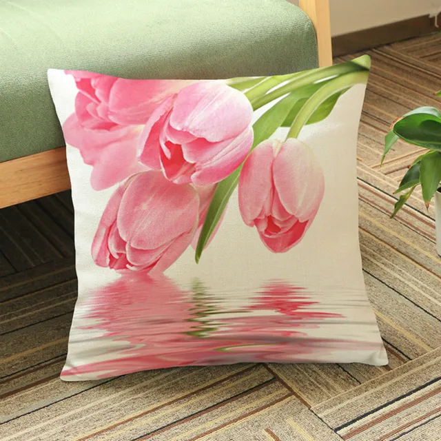 printed tulips pillow cases 45*45cm linen pillow cases wedding dream