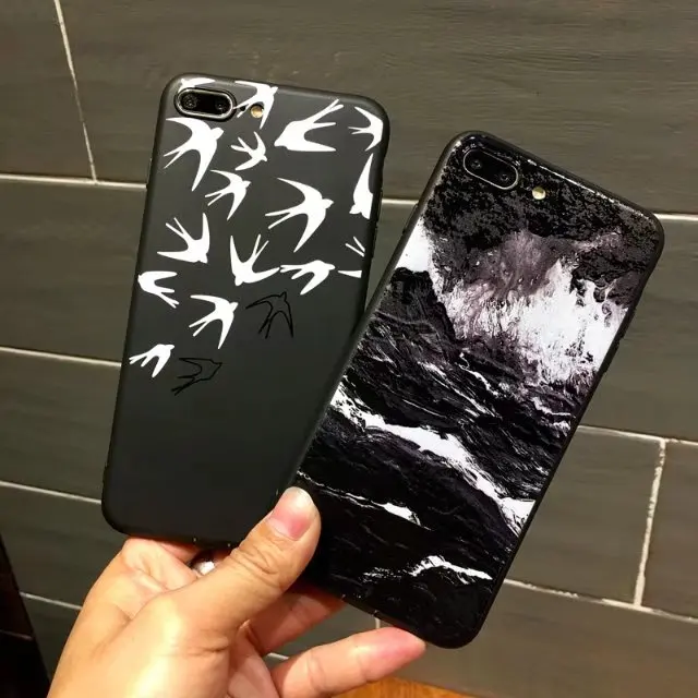 Новый дизайн Моды Ласточки Волны маслом Pattern Мягкий ТПУ Задняя крышка Для iPhone 6 s