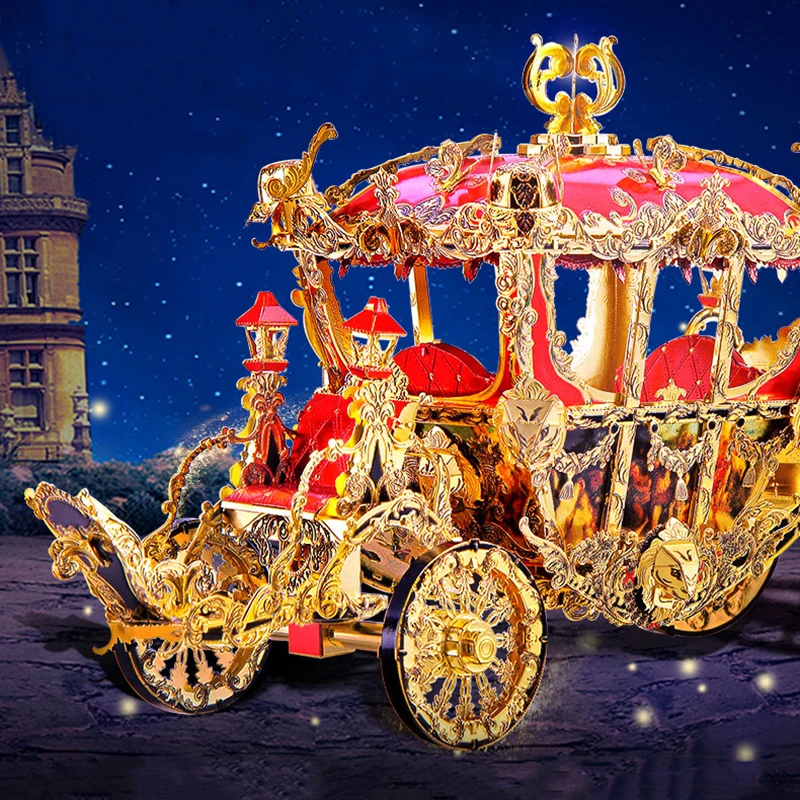 

princess carriage model 3d solid metal jigsaw manual diy swing piece toy table white gift delivery girlfriend