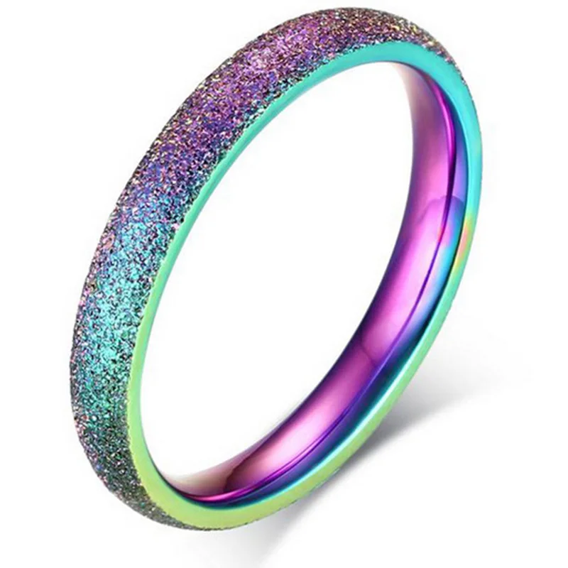 2019 3MM stainless steel sandblasting ring color jewelry fashion