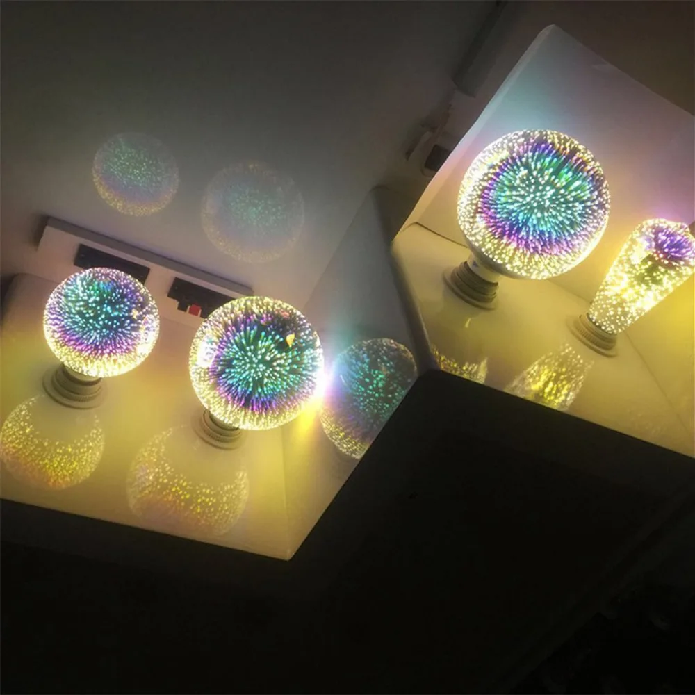 LED E27 G95 3D фейерверк Эдисон лампа 5 Вт 110 В 220 новинка RGB звезда снежинка лампада