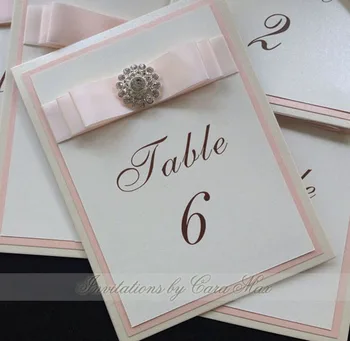 

CA0706 Baby Pink Table Cards for Wedding with Satin Ribbon