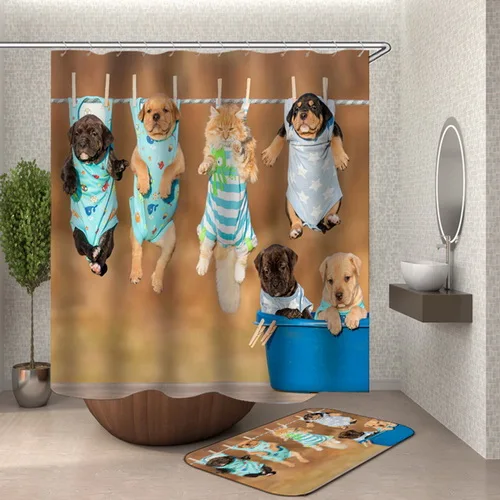 Shower Curtain Dog Photo Name Bathroom Curtain Dog Head Pictures Rideau De Douche Dog Bath