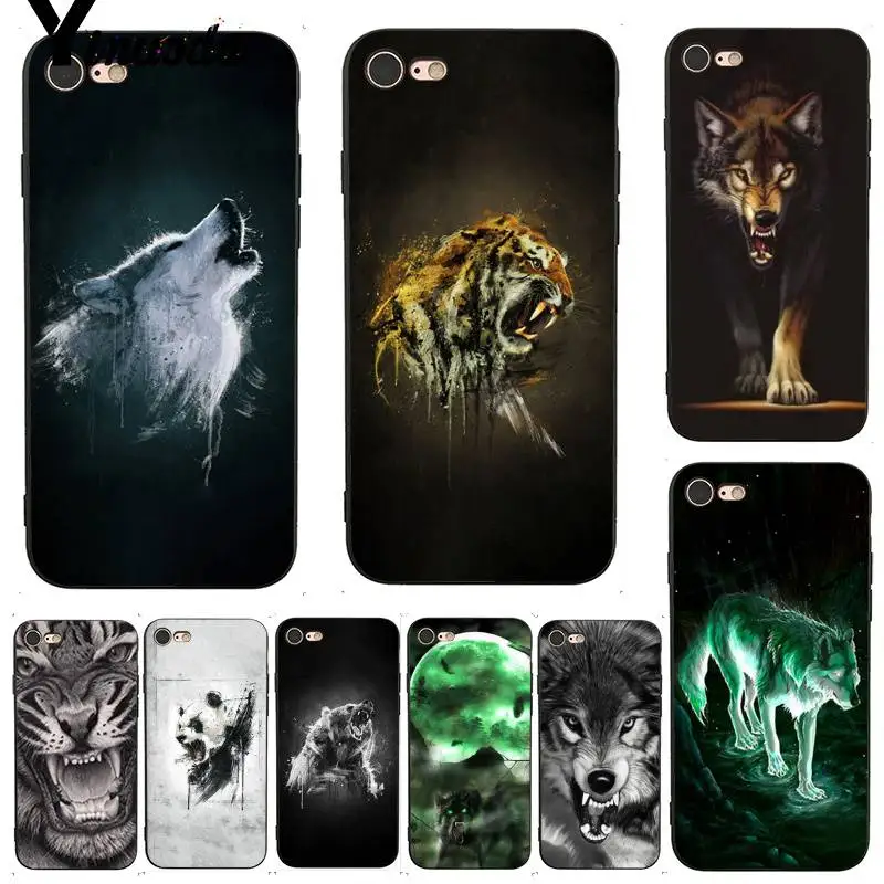 Yinuoda Fierce Wolf and Tiger Coque Shell DIY красочный чехол для телефона iPhone 7X6 6S 8 Plus 5 5S SE 5C 11 11pro