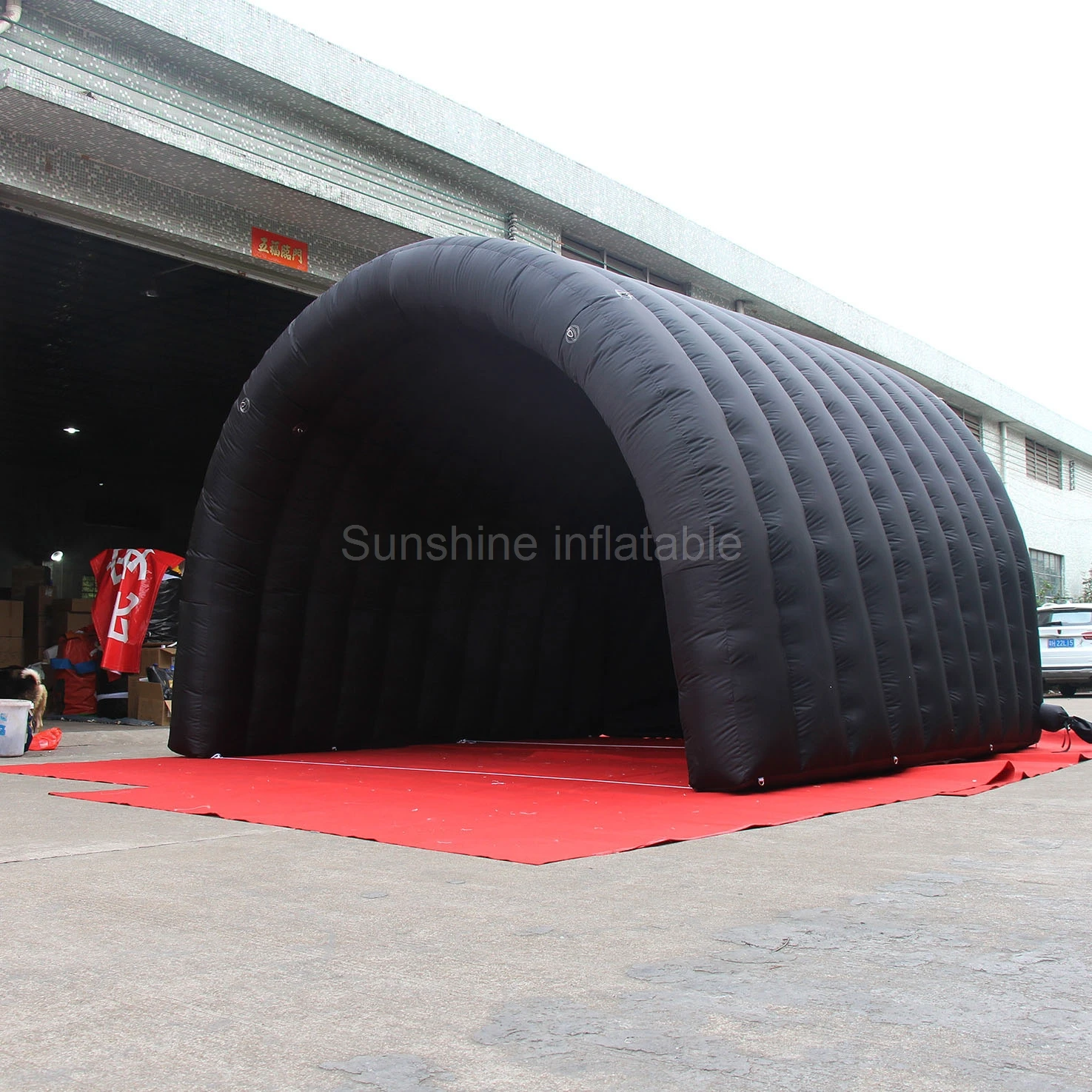 

Hot sale cheap waterproof black inflatable tunnel tent small inflatable stage cover/stage tent for sale