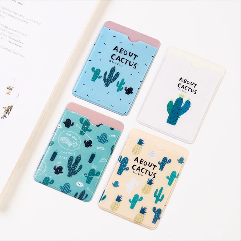 

3pcs Creative Cactus Double Card Sets Cute Cartoon Waterproof Bank Card Sets 6.5 * 9.5cm Student Gifts Office Stationery